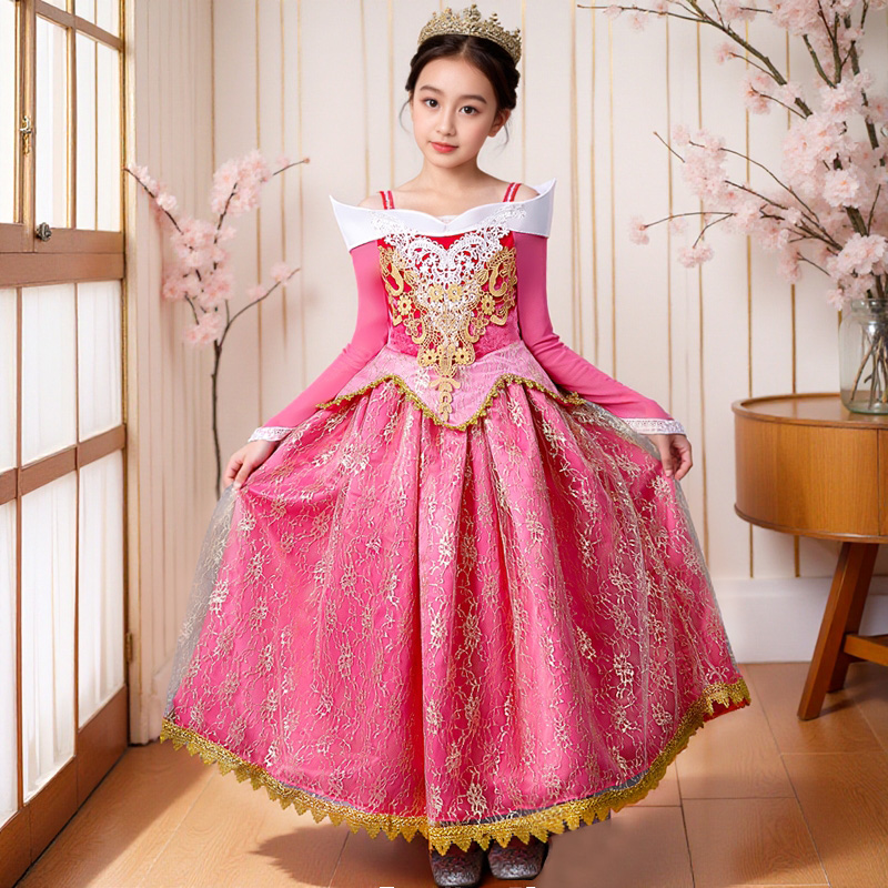 睡美人爱洛公主裙万圣节儿童装扮表演服装女童大摆型生日礼服长裙