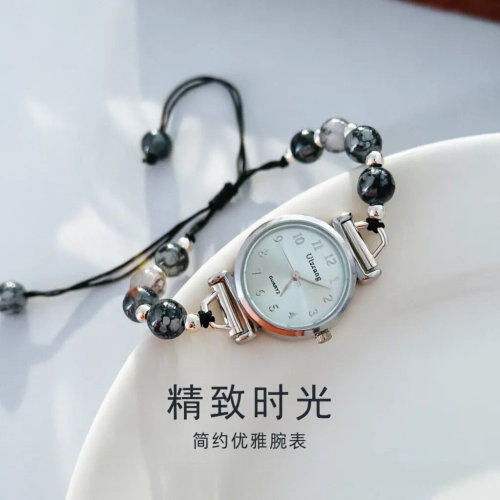 Ulzzang串珠手链手表女学生简约小众轻奢通勤百搭高颜值森女腕表
