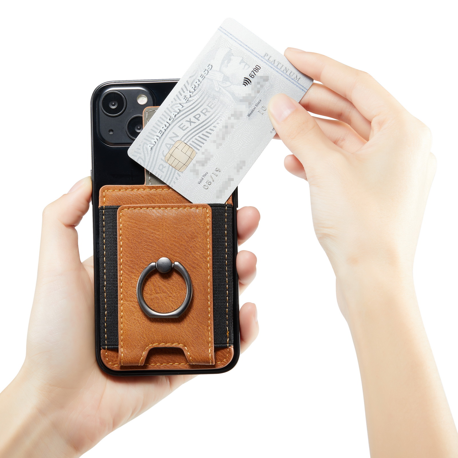 通用多卡位牛皮纹简约便携