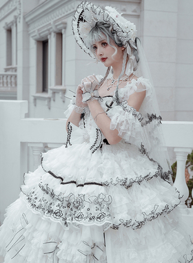 原创正版lolita裙花嫁【暗夜星辰】华丽茶会款 jsk连衣裙lo裙洋装