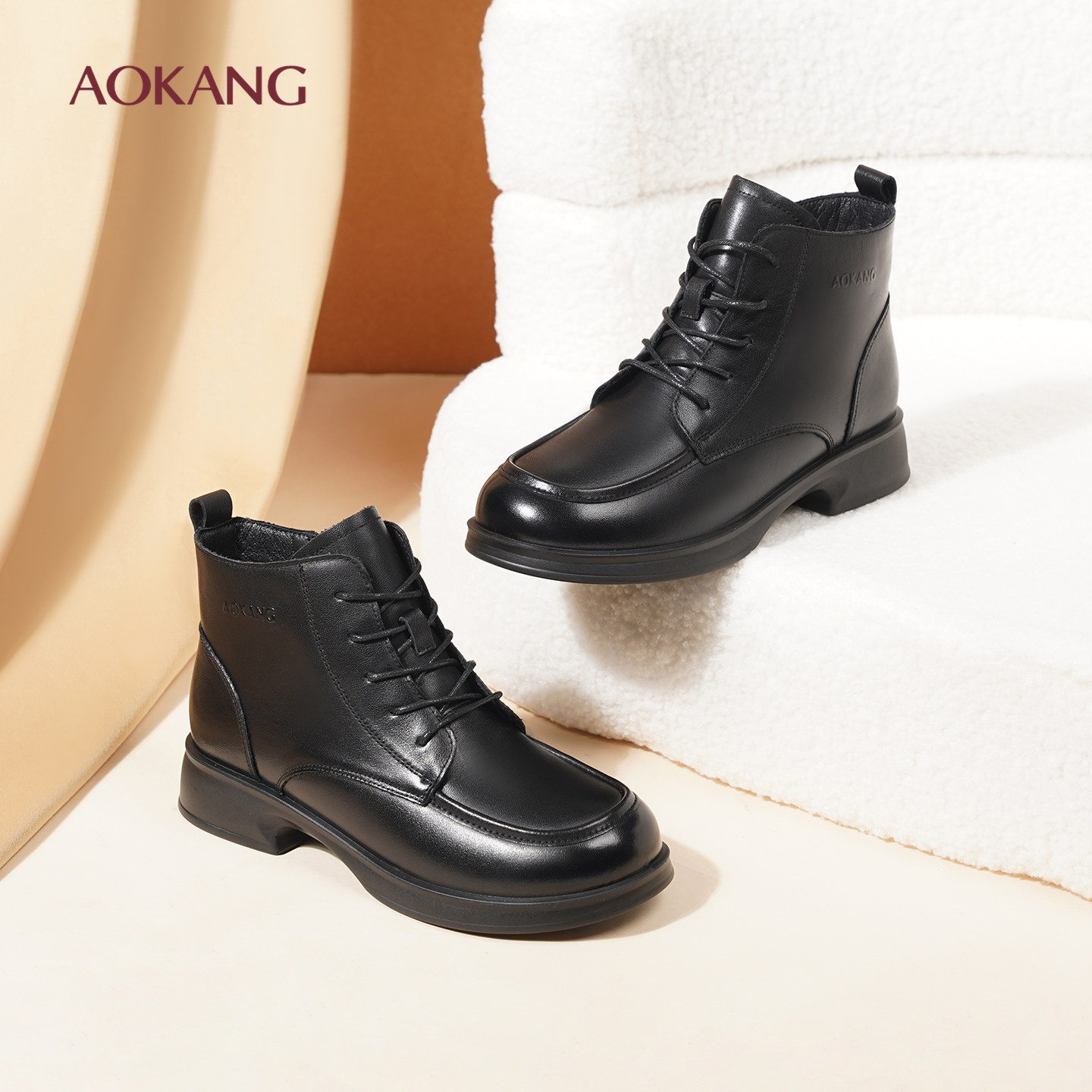 奥康女鞋便捷拉链瘦瘦靴时装靴平底马丁靴女皮靴子秋冬加绒短靴子,流行男鞋,马丁靴,淘宝优惠券,粉丝福利购,淘宝优惠卷