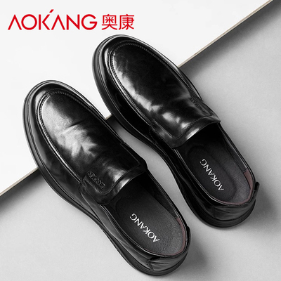 奥康正品头层牛皮皮鞋男