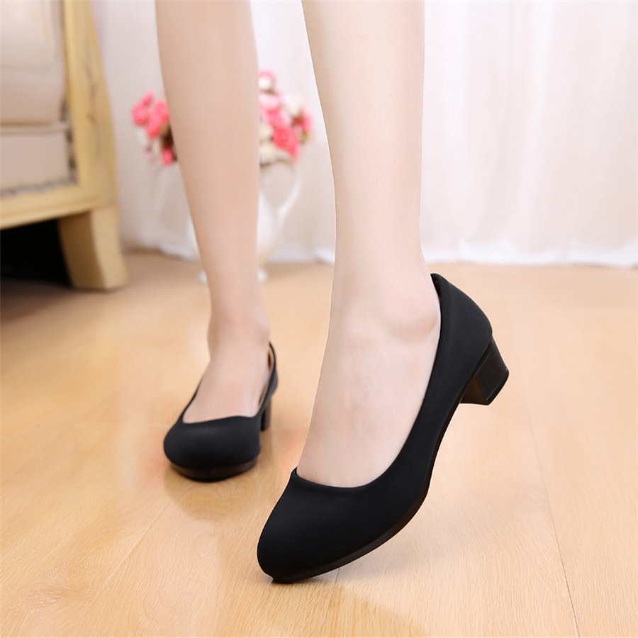 老北京布鞋高跟女鞋办公室粗跟甜美新款优雅工作女单鞋透气女鞋