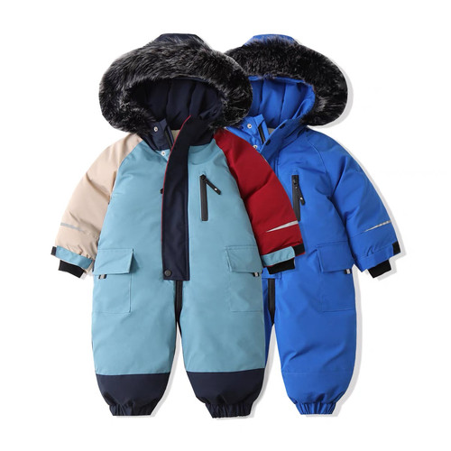 宝宝滑雪服婴幼儿童羽绒棉爬服特厚连体衣防水外出服2026冬季新款