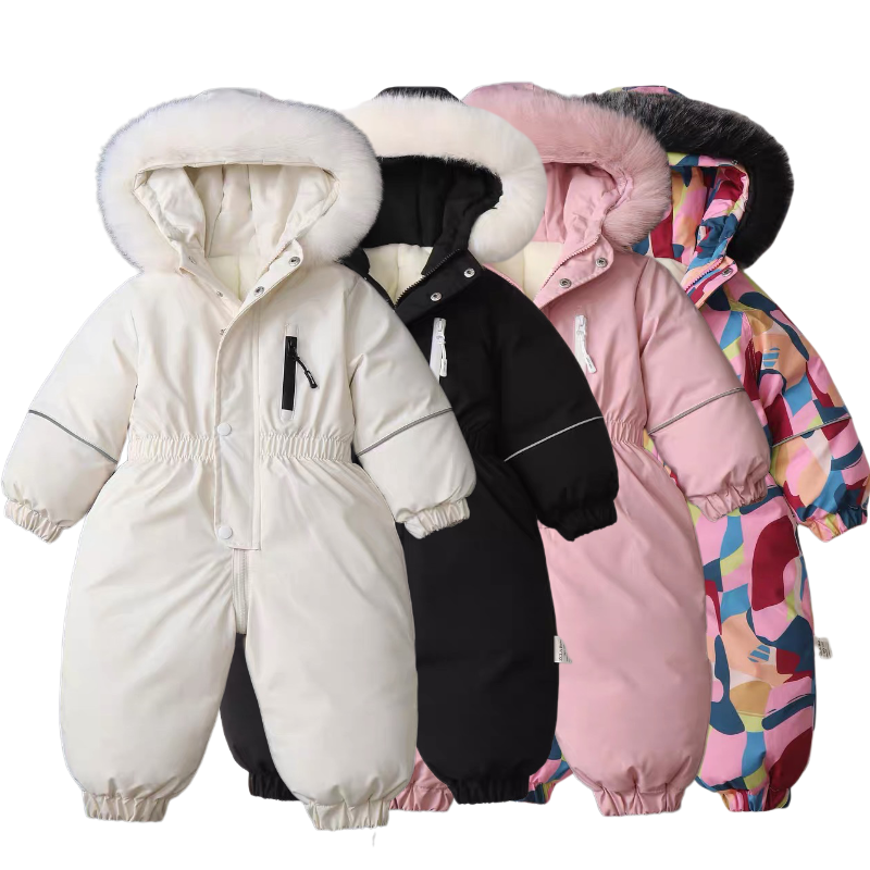 儿童加绒加厚滑雪服连体衣宝宝爬服2025冬季保暖连身衣外出服防水