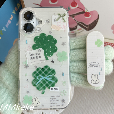 四叶草小兔子创可贴支架手机壳