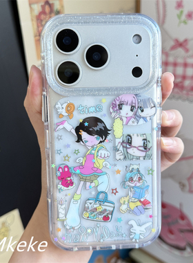 MMkeke小众古早感ins风时髦亚亚女孩适用iPhone17promax双层imd手机壳苹果16pro保护套14pm轻亚风13甜酷15pro