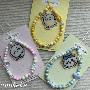 MKEKE可爱吉伊卡哇chiikawa乌萨奇小八串珠手机壳链条CCD相机挂绳