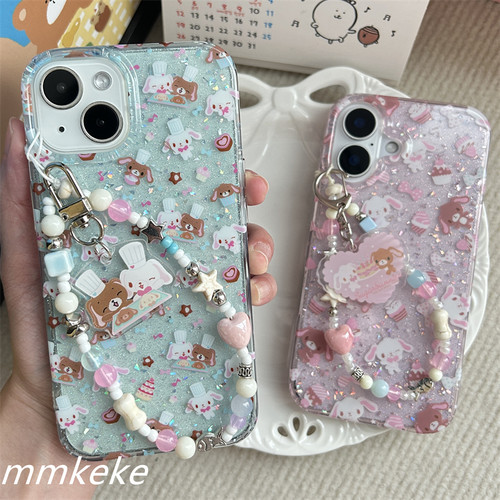 可爱闪粉兔子双层手机壳