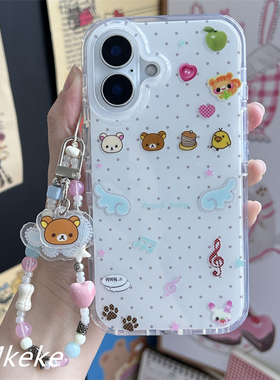 MMkeke日系古早感萌物y2k天使翅膀轻松熊适用iPhone16promax双层imd手机壳苹果15promax保护套14pm古早味13