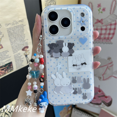 蓝色星星灰色小兔子手机壳