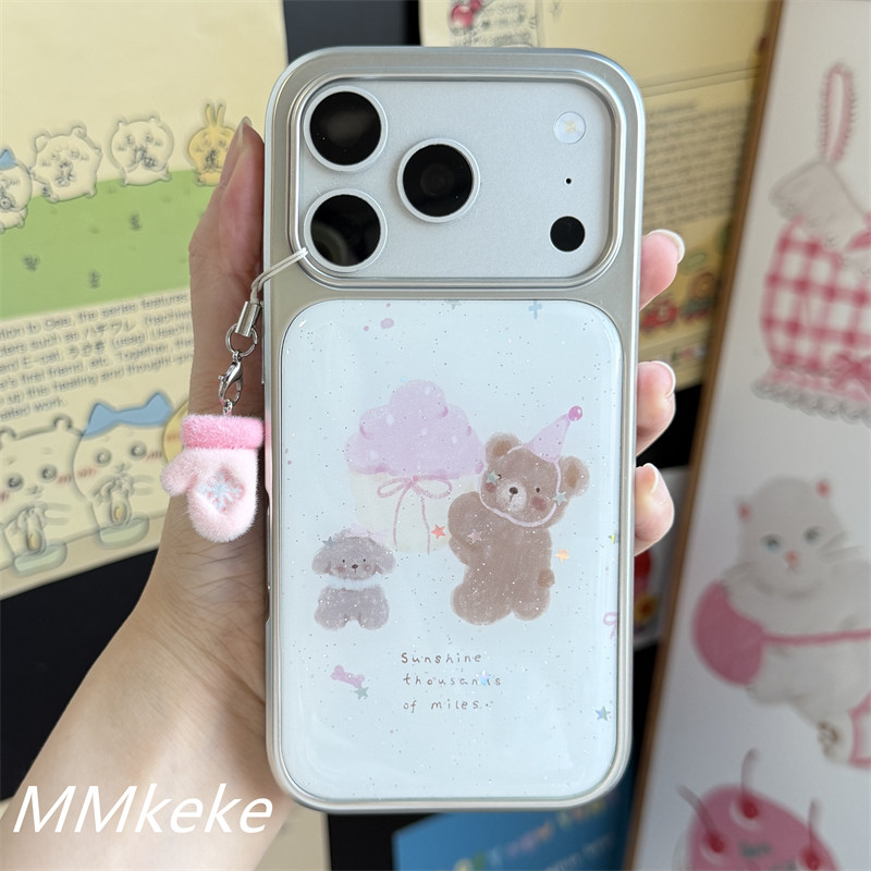 奶油蛋糕小熊小狗银边手机壳