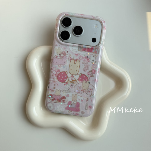 可爱茉莉花小兔子双层imd手机壳