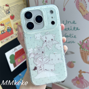 MMkeke时髦古早甜酷轻亚风个性天使古早猫咪适用iPhone17promax双层手机壳苹果16pro保护套15pm小众13可爱14