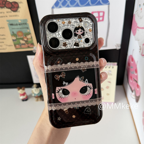 豹纹大眼美少女双层imd手机壳