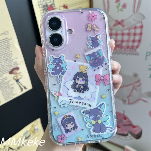 可爱知世斯比小黑猫双层手机壳