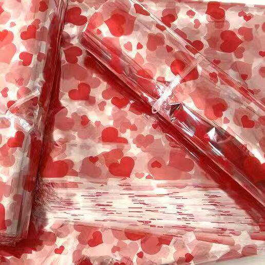 1000只红心爱心袋子包装袋装礼品OPP袋礼品袋毛绒玩具包装袋