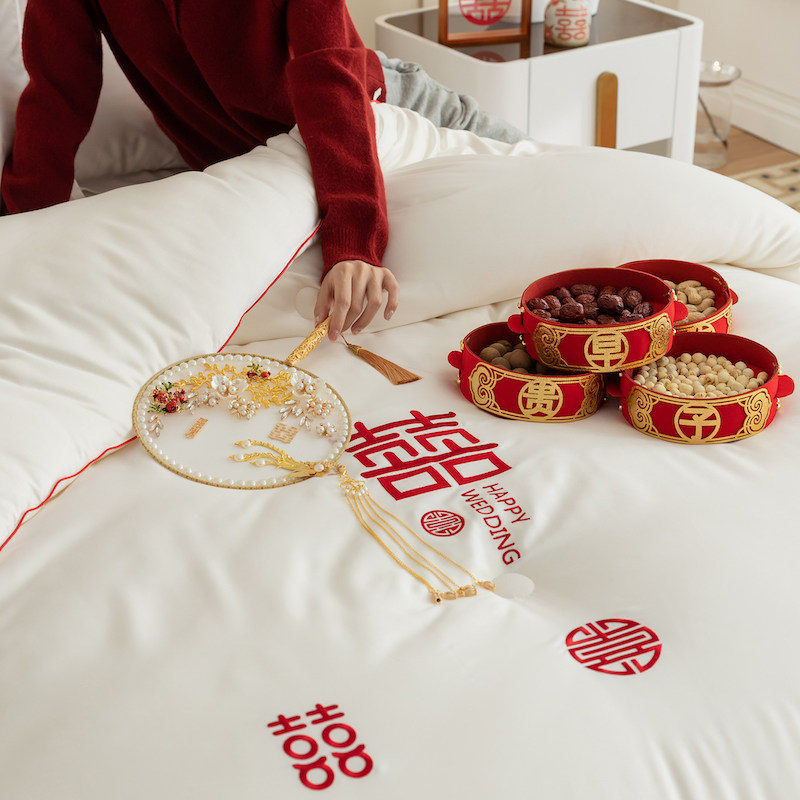 简约结婚庆双人喜被芯春秋四季大豆蛋白被子陪嫁柔软蓬松冬被床品