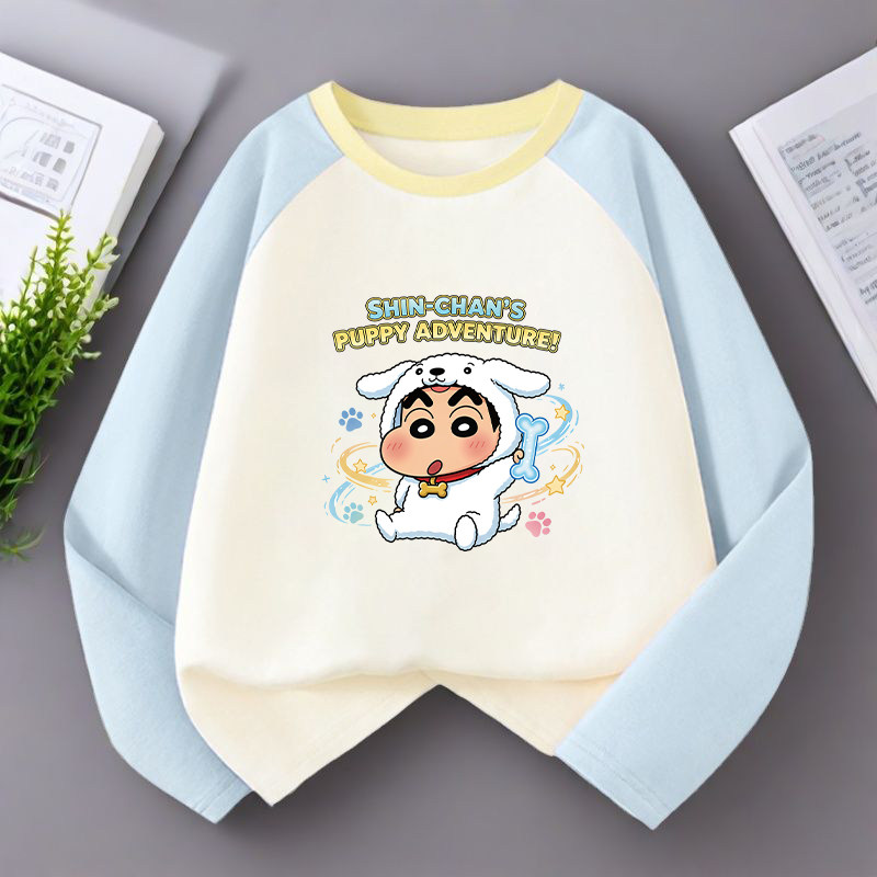 新品十二生肖联名蜡笔小新纯棉长袖T恤ins潮流男女童上衣中大童装,童装/婴儿装/亲子装,T恤,淘宝优惠券,粉丝福利购,淘宝优惠卷