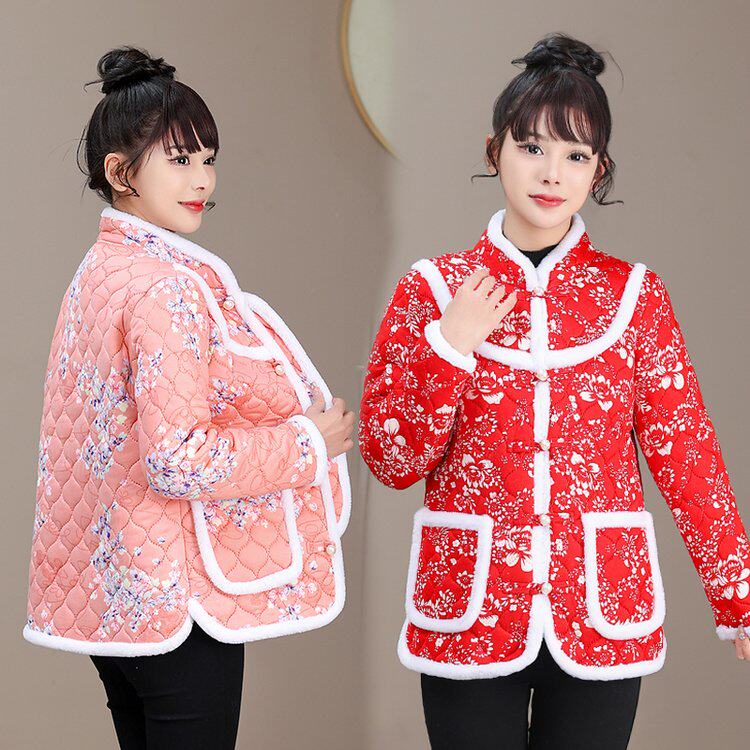 东北大花棉袄女冬季新款民族风盘棉衣/棉服