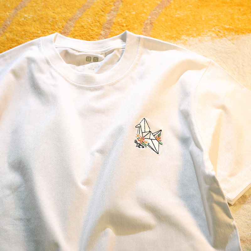 thumbnail for Upch Everyone leaves without emptiness, happiness soars into the air. Trendy brand embroidered loose top for men and women, short-sleeved couple's wear