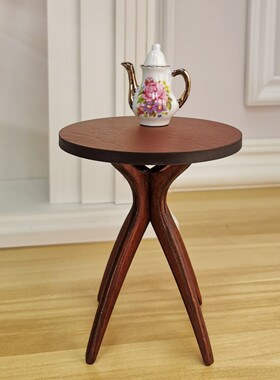 BJD6分blythe小布拍照道具娃屋家具圆形桌子DIY娃屋装饰配件边几