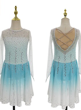 定制花样滑冰表演服定制女童轮滑溜冰裙儿童成人比赛考级服K076