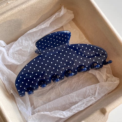 巨显白韩系波点醋酸抓夹氛围感时尚通勤后脑勺盘发夹子鲨鱼夹发饰