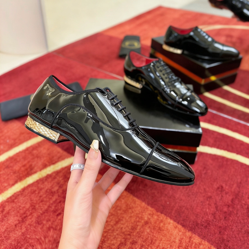 cl皮鞋系带休闲正装水钻牛津皮鞋