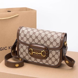 名牌潮流2025新款时尚复古马鞍包单肩斜挎包1955马衔扣真皮女包包