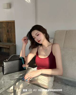 11038新款美背吊带背心外穿纯欲风一体裹胸打底带胸垫上衣