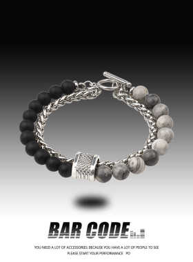 BARCODE 地图石钛钢手链男士个性百搭气质小众高级感情侣手串女款