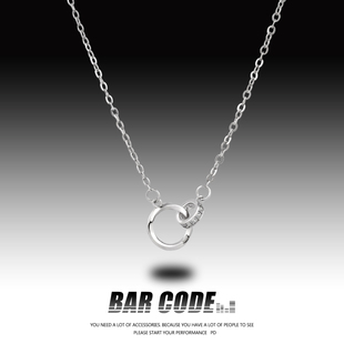 BAR 镶钻双环项链女潮ins小众简约个性 轻奢时尚 冷淡风锁骨链 CODE