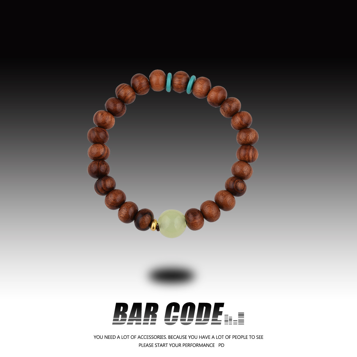 BAR CODE 黑梨花木手串女小众简约时尚复古中式国潮手链手持串男