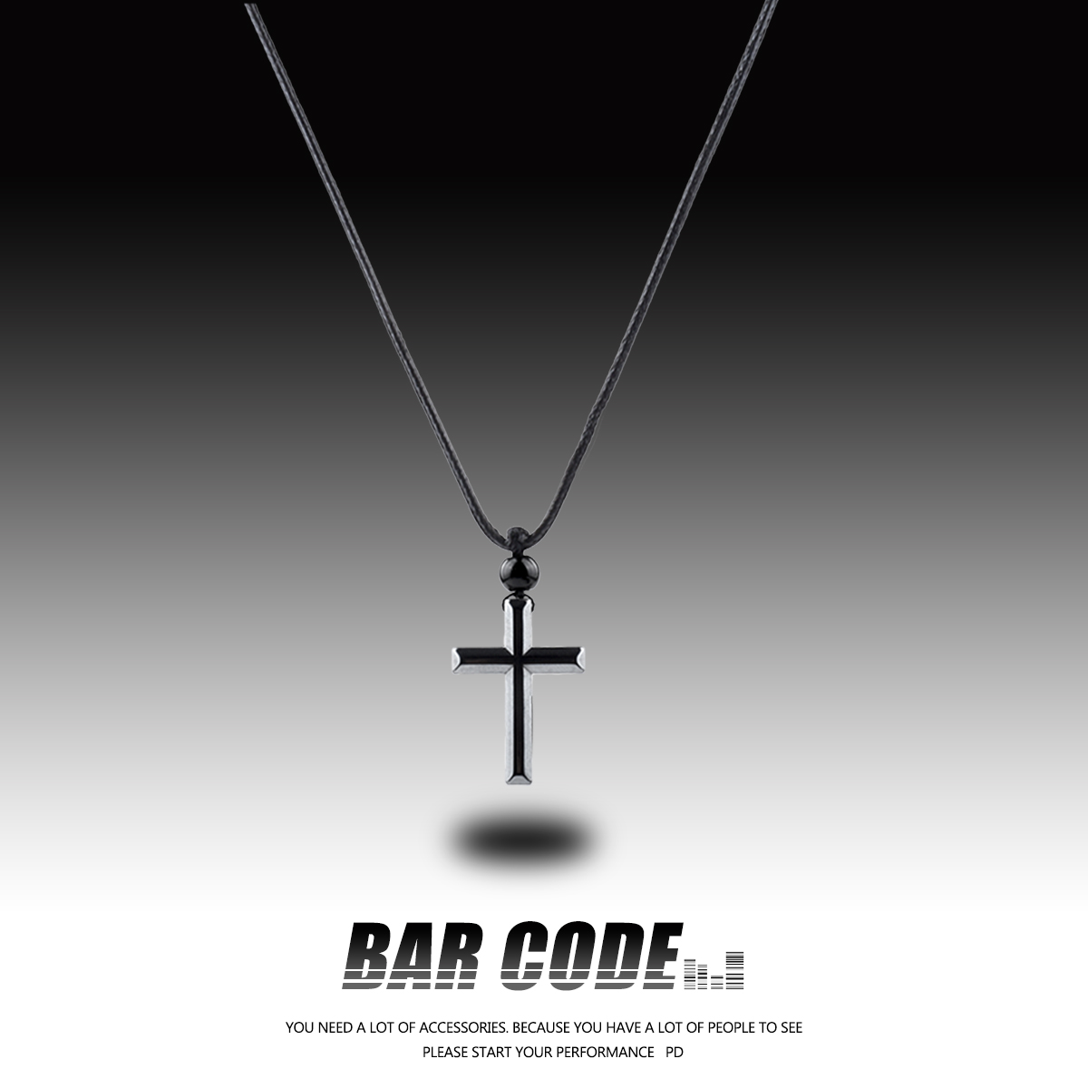 BARCODE黑胆石十字架项链