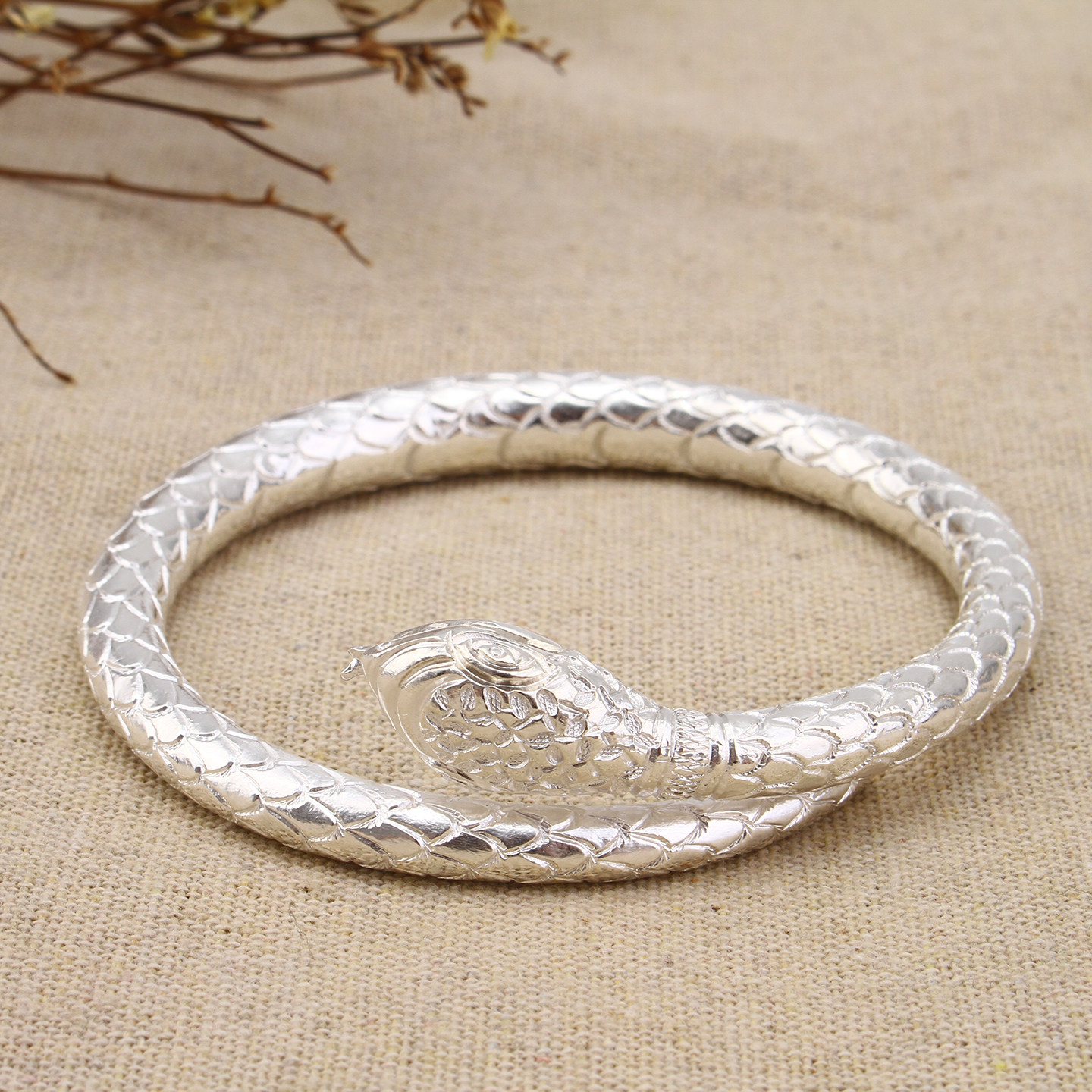 2026年新款独特饰品999足银特色原创男女款活口实心圆款蛇形手镯,饰品/流行首饰/时尚饰品新,银饰手镯,淘宝优惠券,粉丝福利购,淘宝优惠卷