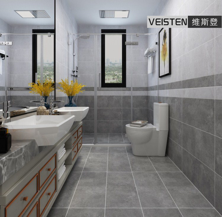 简约灰色全瓷仿古砖纯色耐磨