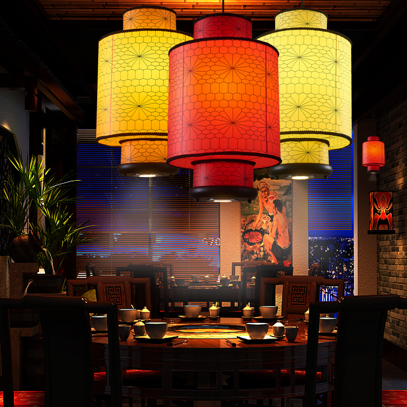 中式火锅餐厅吊灯复古中国风餐桌灯具餐馆餐走廊门头装饰灯笼定制