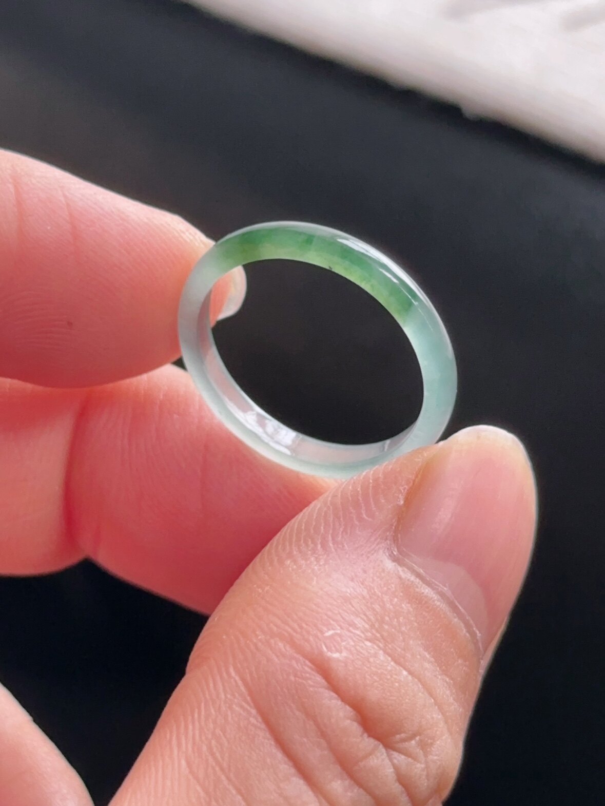 冰种翡翠指环戒指戒圈天然a货玉石圆戒素圈时尚百搭细条