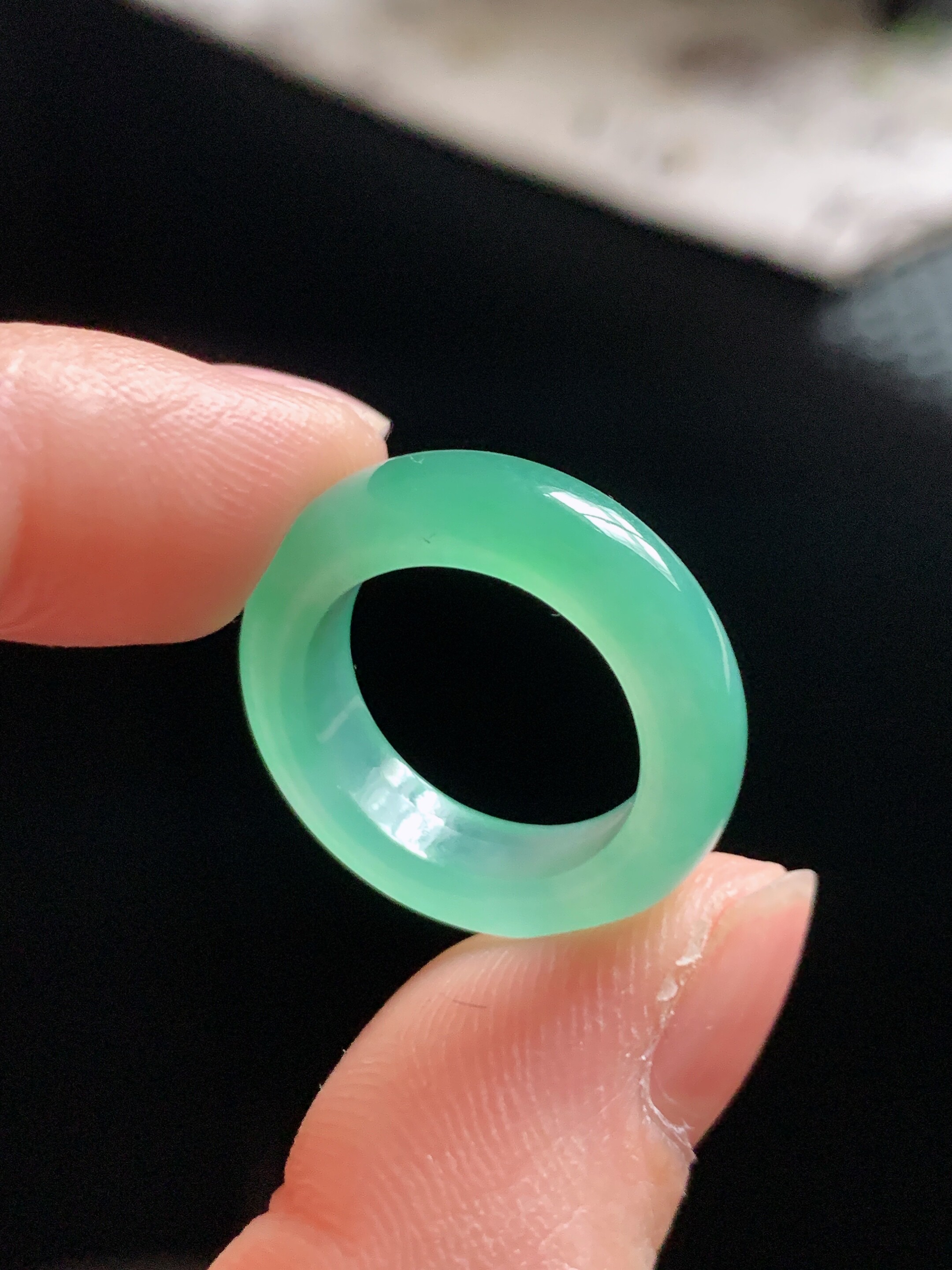 翡翠指环戒指戒圈13圈Y391天然a货玉石圆戒素圈缅料冰种满绿玉戒