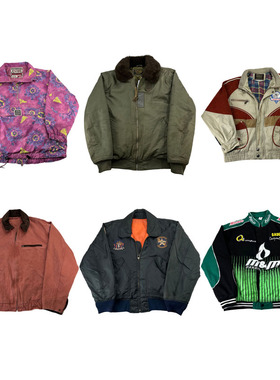 vintage古着美式复古棒球服工装阿美咔叽牛仔男女厚款外套H175