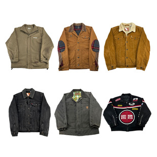 vintage古着美式复古棒球服工装阿美咔叽牛仔男女厚款外套H137