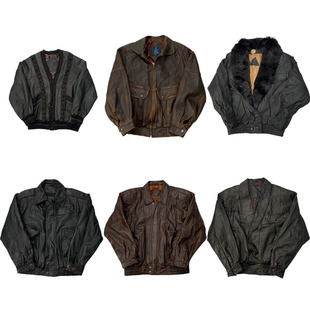 vintage古着皮衣美式A2复古休闲宽松飞行员皮夹克外套真皮男女P43