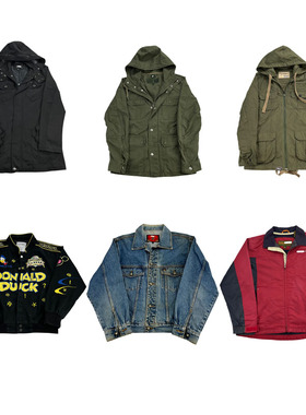 vintage古着美式复古中古港风棒球服工装阿美咔叽男女外套S45