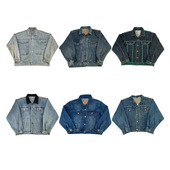 vintage古着美式 复古阿美卡叽做旧水洗翻领牛仔夹克外套N8