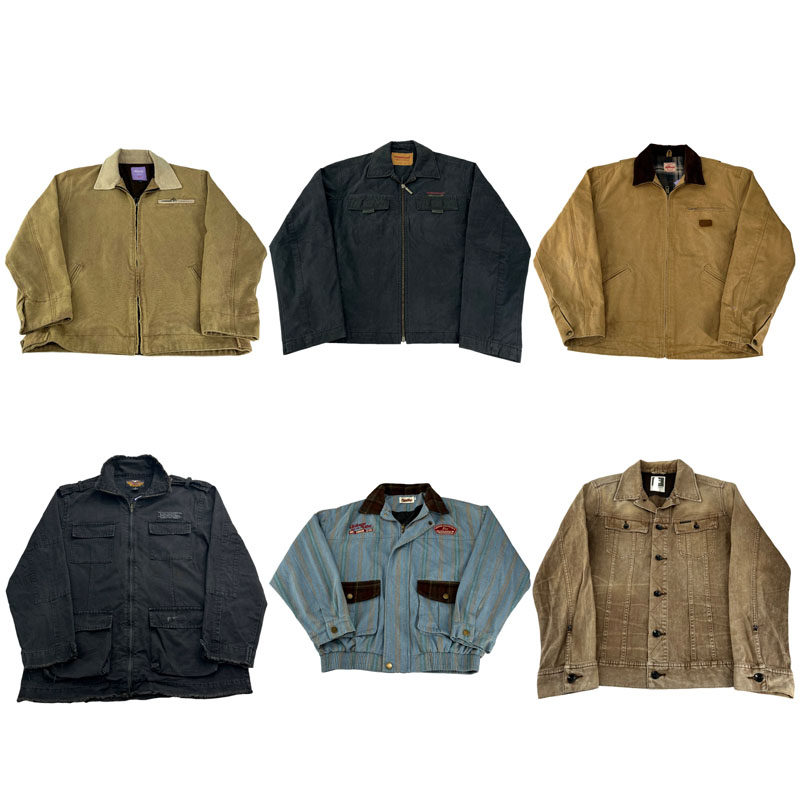 vintage古着美式复古中古港风棒球服工装阿美咔叽男女外套S132