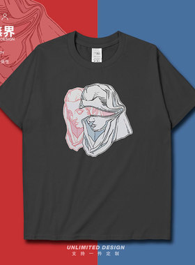 女石膏像蒸汽波美术个性创意纯棉短袖T恤男女夏季定制0004设 无界