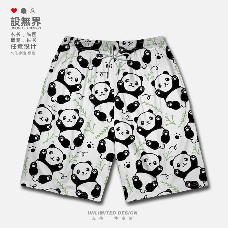 可爱小熊猫丫丫国宝卡通运动短裤