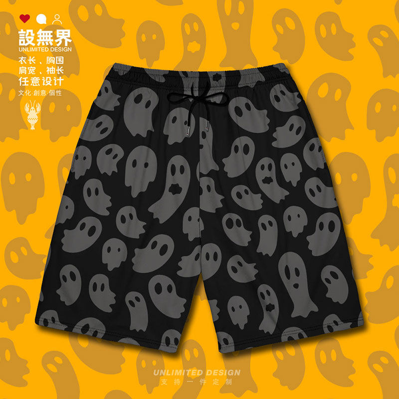 万圣节幽灵鬼魂鬼怪可爱运动短裤