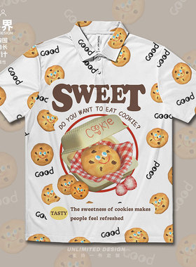 趣多多曲奇饼干巧克力童趣联名大码速干polo衫男女装0017设 无界